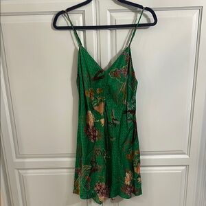 Zara Emerald Floral Spaghetti Strap Mini Dress